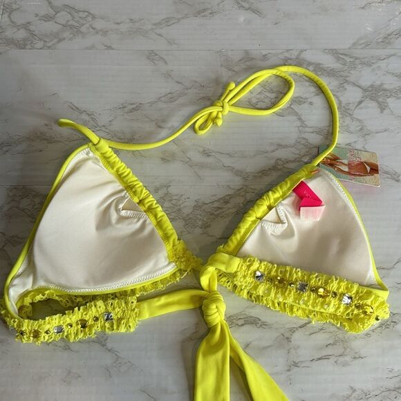 Victoria’s Secret Y2K neon yellow bling bikini top size small - Picture 7 of 7